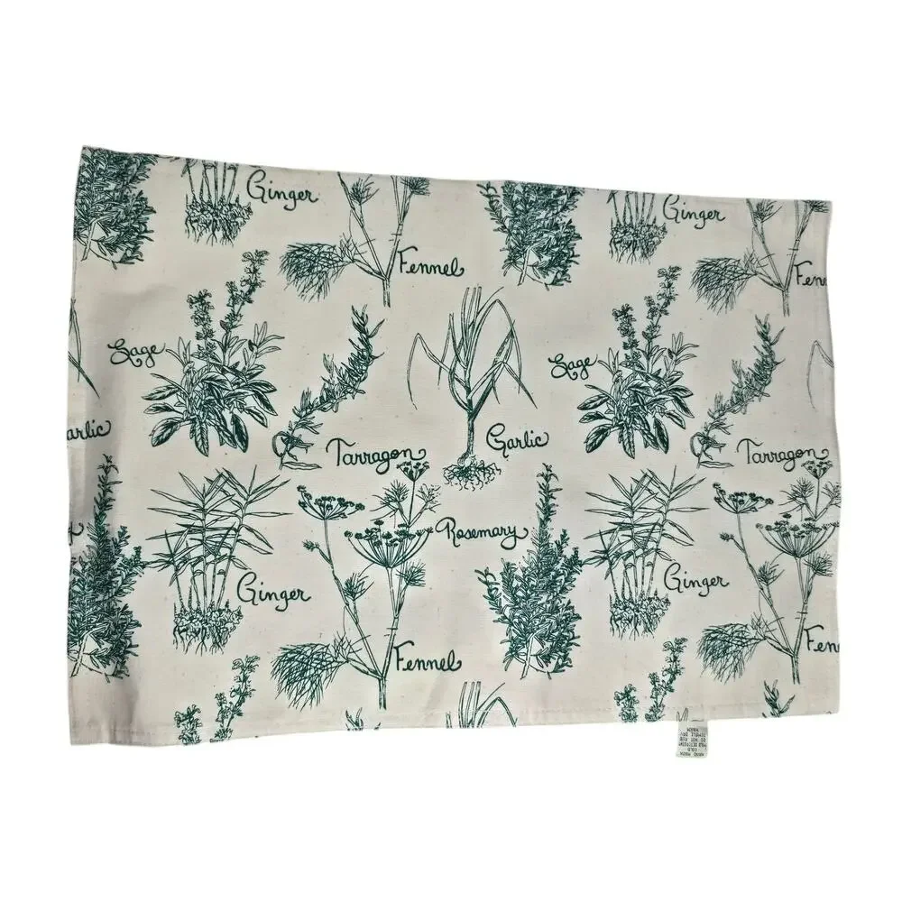 Vintage 1993 Kismet Cotton Placemats Set of 4 Botanical Herb Garden Cottagecore